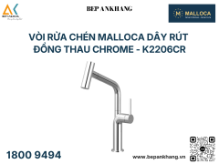 Vòi rửa chén Malloca dây rút đồng thau Chrome - K2206CR